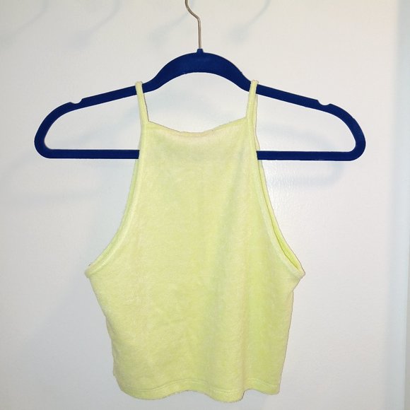 NEON GREEN TERRY CLOTH CROP TOP - Picture 2 of 5